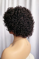 Perruque courte bouclée frisée sans lacet, fabriquée à la machine, en cheveux brésiliens vierges Remy naturels, avec dentelle transparente pour femmes