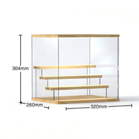 Étagères flottantes modernes en acrylique transparent poli avec éclairage LED, 1 à 4 niveaux, pour le rangement de cosmétiques, de maquillage, de objets de collection, vitrine d'exposition