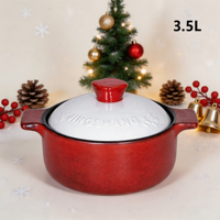 Élégante marmite en céramique Spodumene avec couvercle à poignée, design minimaliste antiadhésif - Rouge Fortune 3,5 L, compatible gaz/induction