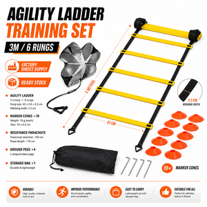 Kit di allenamento per l'agilità nel <span class=keywords><strong>calcio</strong></span>: scala per la velocità, coni, paracadute di resistenza per allenamento fitness calcistico - Product Image 1