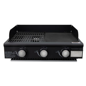 Barbecue à gaz portable moderne de 25 pouces avec plaque de cuisson en <span class=keywords><strong>fonte</strong></span> <span class=keywords><strong>émaillé</strong></span>e, 3 brûleurs au propane, 36 000 BTU, conception côte à côte - Product Image 1