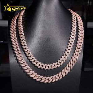 สร้อยคิวบาลิงค์เงินแท้ 925 ประดับเพชรโมอิสซาไนต์ ขนาด 12 มม. 13 มม. ชุบทองคำขาว ดีไซน์ฮิปฮอป ผ่านการทดสอบเพชร - Product Image 1