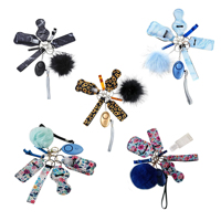 Porte-clés d'autodéfense Accessoires Ouvre-bouteille Sifflet Alarme personnelle Ouvre-porte Pom Pom Porte-clés Ensemble