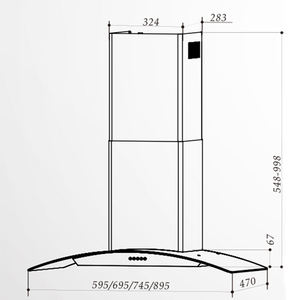 <span class=keywords><strong>Hotte</strong></span> <span class=keywords><strong>de</strong></span> cuisinière en verre incurvé <span class=keywords><strong>de</strong></span> 90cm <span class=keywords><strong>hotte</strong></span> en acier inoxydable à bouton-poussoir - Product Image 3