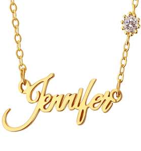 Collana nome personalizzabile alla moda in acciaio inox lettera placcato oro Choker nome personalizzato collana in acciaio inox - Product Image 1