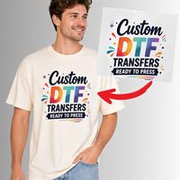 Transferts DTF personnalisés prêts à poser avec encre blanche, transfert thermique personnalisé pour vêtements avec logo, photo, texte, autocollants en tissu DIY