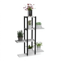 Support à fleurs moderne à 5 étagères, écologique, avec étagères décoratives, en aggloméré et métal durables