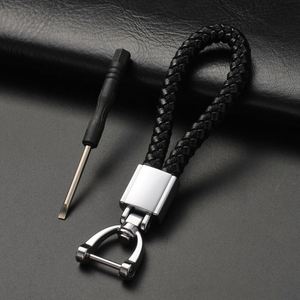 Leather Rope KeyChain Hand Woven Horseshoe Buckle <b>Key</b> <b>Ring</b> Car <b>Key</b> <b>Rings</b> for Women Fashion <b>Key</b> <b>Accessory</b> Keyrings Gifts - Product Image 2
