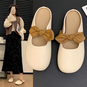 <span class=keywords><strong>Sandalias</strong></span> Planas de Mujer con Lazo, Punta Cerrada, Parte Superior de Plástico Transpirable, Suela de Goma Antideslizante, Antiestáticas, Novedad de Primavera - Product Image 5