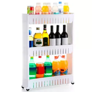 Estante de Almacenamiento de Alimentos Desmontable Rectangular Móvil con 3 Cestas Grandes, Estante Deslizante Delgado para Espacios Reducidos - Product Image 2