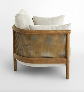 Sillón Sydney de Mimbre con Asiento Confortable para Sala de Estar de Lujo, Estilo <span class=keywords><strong>A</strong></span>ños 60, Inspirado en <span class=keywords><strong>Interiores</strong></span> Sassanid OEM, Lino Lavado - Product Image 3