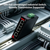 Switch réseau industriel non géré 4 ports DIN Rail 10/100/1000M Gigabit sans ventilateur, alimentation redondante, large plage de température, IP40, Chine