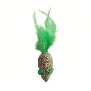 Jouet interactif pour chat en forme de souris verte avec plumes et herbe à chat, pour la mastication et le jeu, petit modèle - Product Image 3