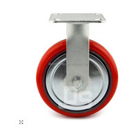 Roue pivotante industrielle en fonte avec plaque supérieure en polyuréthane, roulement à billes 6201, frein à blocage total, charge 150-300 kg