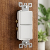 Interruptor de pared de doble mando de una sola línea, estándar estadounidense, serie norteamericana, 125 V, panel de instalación multivinilo para el hogar