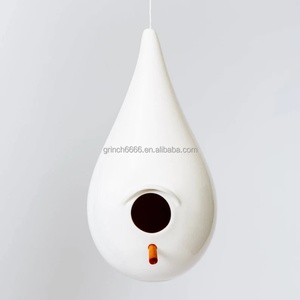 2025 damlacık şekilli porselen <span class=keywords><strong>Birdhouse</strong></span> yağmur damlası seramik kuş evi tasarımcı ev Modern kuş besleyici - Product Image 3