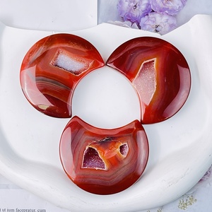 Cœur et lune en agate rouge polie de style bohème, en cornaline et druzy, pour la décoration intérieure (vente en gros) - Product Image 3