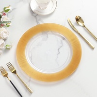 Assiette de fête ronde originale en or pour table de mariage, assiettes en plastique pour chargeur de mariage