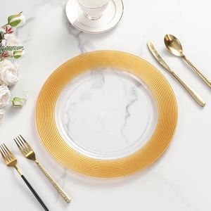 Assiette de fête ronde <span class=keywords><strong>originale</strong></span> en or pour table de mariage, assiettes en plastique pour chargeur de mariage - Product Image 3