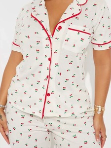 Pigiama Estivo <span class=keywords><strong>da</strong></span> <span class=keywords><strong>Donna</strong></span> 2026 Stampato Comodo Stile Europeo Casual con Apertura Frontale e Vita Elastica - Product Image 3