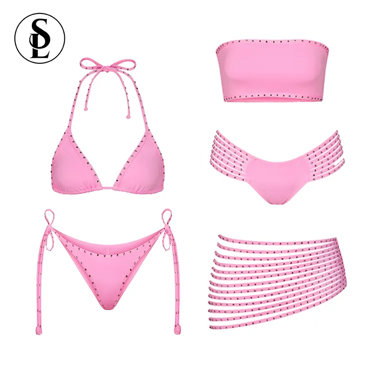 Kadınlar için özel Logo Rhinestone Bikini mayo Beachwear mayo tasarımcı Bikini aktif iki parçalı mayo setleri 2023