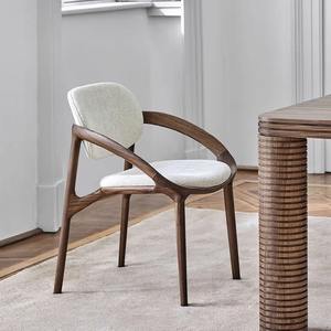 Ensemble de chaises de salle à manger modernes nordiques, durables, en bois français, revêtement en lin écologique pour salle à manger, bureau à domicile, hôtel - Product Image 2