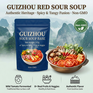 Base de soupe aigre rouge du Guizhou sans OGM 372g, bouillon de tomate fermenté, saveur acidulée et épicée pour soupes de poisson et de bœuf, faible MOQ - Product Image 1