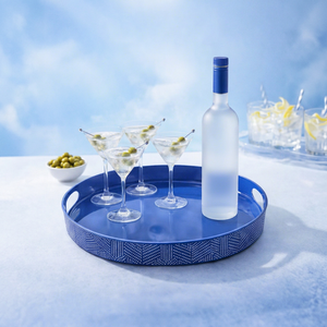 Bandeja de Servir Moderna Ecológica de Vidrio Azul con Diseño de Pájaros en Vuelo, Forma Ovalada, Utensilio de Bar, Plato Decorativo - Product Image 3