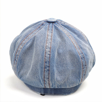 Casquette de baseball unisexe vintage en denim uni, vente en gros, nouvelle mode, casquette plate en coton délavé, béret, casquette de gavroche, casquette de cowboy, casquette sportive, casquette Ivy, OEM