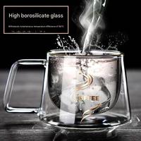 YIDOKA Tasse à café en verre transparent à double paroi de style français avec poignée, design minimaliste nordique, compatible lave-vaisselle et micro-ondes, unisexe