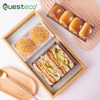 Boîtes à sandwich en papier kraft en gros avec couvercles transparents, emballages jetables anti-graisse pour hot-dogs et pâtisseries, pour la vente à emporter, les cafés et les fêtes