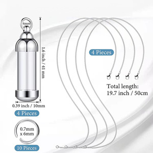 Kalung Botol Kaca Terbuka yang Dapat Diisi Sesuai Pesanan untuk Wanita/Pria, Liontin Botol Abu Kenangan, Perhiasan Urn Kremasi Hewan Peliharaan, Hadiah Kenang-kenangan - Product Image 6