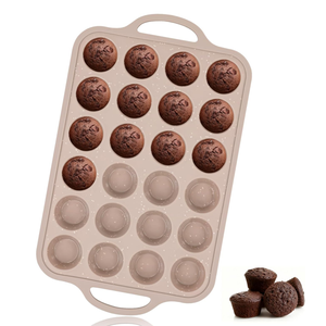 Moule à cupcakes mini en silicone avec cadre métallique renforcé, antiadhésif, sans BPA, certifié LFGB, 24 cavités, de la marque MUYULINS Factory, pour gâteaux américains. - Product Image 1