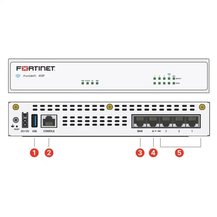 Novo hardware firewall FortiGate-40F mais 1 ano de FortiCare Premium e Proteção Empresarial FG-40F-BDL-809-1year