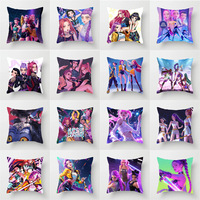 Housse de coussin ChamXue carrée, motif dessin animé K-Pop Demon Hunters Witch Group, ultra douce, à poils courts, pour canapé