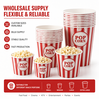 Gobelets en papier pour pop-corn, qualité alimentaire, anti-fuite, biodégradables, vente en gros, pour cinéma, salles de cinéma, KTV, fêtes