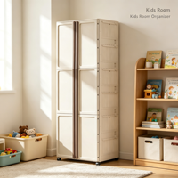 Armoire de rangement étroite pour adultes en plastique européen de haute qualité à 6 niveaux, économique, pour vêtements et articles divers, avec roulettes