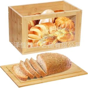 Bamboo <b>Bread</b> <b>Box</b> With Lid 14.76x7.67x8.66 Inch Large Capacity Storage For Bakery And Pastry Display - Product Image 2