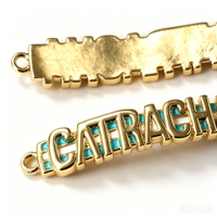 Conector de Pulsera de Cobre con Letras Catracha en Inglés de 40x7mm para Fabricación de Joyería