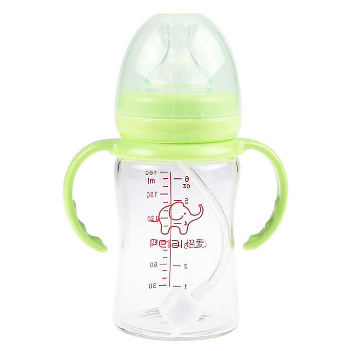 Glass 240ml (8oz) Pink Baby Feeder Bottle with Silicone Cover – Anti-Colic main image 1