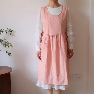 定制标志绘图围裙北欧日式甜美厨房烹饪棉花园围裙女性