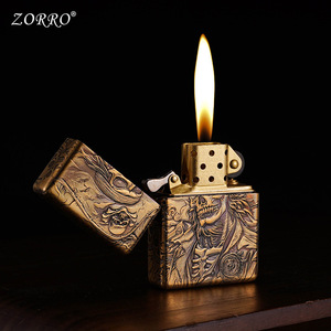 <span class=keywords><strong>Briquet</strong></span> à kérosène vintage en laiton - Design en relief 3D, <span class=keywords><strong>briquet</strong></span> en métal rechargeable pour fumeurs et collectionneurs - Product Image 2