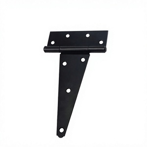 Charnières de porte en fer robustes et modernes, noires thermolaquées, de 4 pouces, à profil triangulaire en T, pour clôtures dissimulées, abris décoratifs, portes de grange et portails - Product Image 4