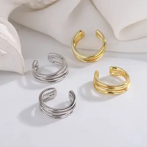 Female Simple Single earrings Women Jewelry 925 Sterling Silver Plain Weave Braid Twist Open earrings for party