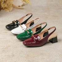 Nouvelles Sandales Slingback Confortables en Cuir Verni pour Femme, Talon Bas de 4 cm, Idéales pour l'Été et les Fêtes, Collection 2026