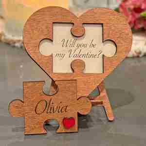 Wholesale Valentine's Day Boxwood Heart Ornaments with Puzzle Piece Design DIY Romantic <b>Memorial</b> Birthday Gift <b>Box</b> - Product Image 1