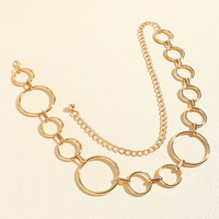 Ceintures à chaîne, ceinture de taille à chaîne, chaîne de taille tendance, chaîne de taille asymétrique à maillons circulaires dorés, accessoire de mode élégant