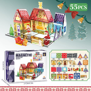 Jouet de construction magnétique 3D sur le thème de Noël, blocs de construction magnétiques, ensemble de tuiles de construction, jouet de fête d'intérieur pour enfants - Product Image 5