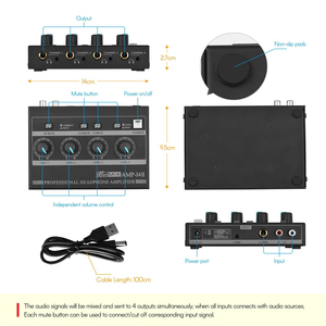 Demao I4II Professional Headphone Amplifier With Independent Volume <strong>Control</strong> Power <strong>Switch</strong> for Karaoke <strong>Sound</strong> Mixer - Product Image 2