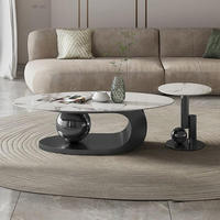 Petites tables d'appoint centrales mobiles en métal Ensemble simple de tables basses en marbre nordique de luxe et moderne pour meubles de salon